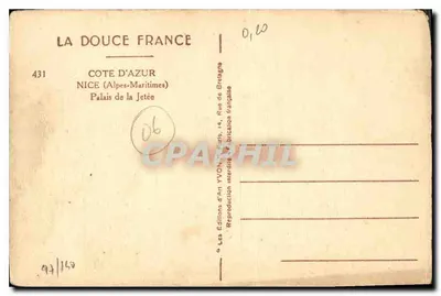 Palácio da Jetée — NICE (Alpes-Maritimes) — Edições de Arte YVON, Nice — Verso