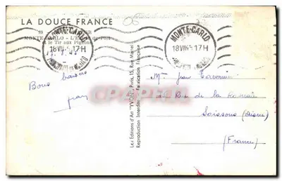 Monte-Carlo — O Tiro aos Pombos — Éditions d'Art Yvonn — Verso