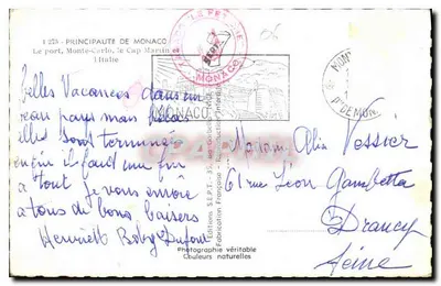 O porto, Monte-Carlo, o Cabo Martin — Principado de Mônaco — Edições Sept. 35 — Verso