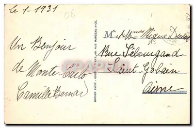Monte-Carlo — O Casino e os Jardins — R. M. n°203 — Verso