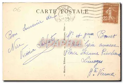Nice — Vista geral tirada do Castelo — Editor Munier, n°80 — Verso