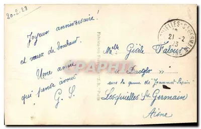 नीले रंग के वस्त्र और फर के ऊपर के एक युवा महिला — प्रकाशक SUBAR, संख्या 1136 — पेरिस — पीछे