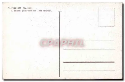 A primeira estação do caminho da cruz — Jesus condenado à morte — G. Fugel HJM Nr. 16211 — Verso