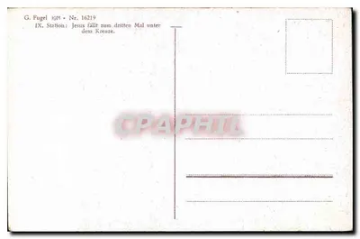 Jesus cai pela terceira vez sob a madeira da cruz — G. Fugel — Nr. 16219 — Verso