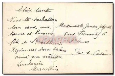 Mademoiselle Catherine — Retrato de jovem mulher com buquê — PC 807 — Verso