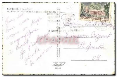 Lourdes (Hautes-Pyrénées) — A Basílica em perfil do lado da Gruta — Cimago — Verso