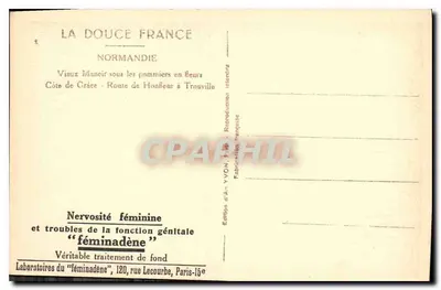 Velho Solar sob as pereiras em flor — Côte de Grâce - Estrada de Honfleur a Trouville — Edição de Arte YVON — Verso