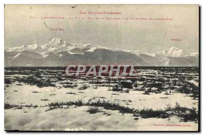 As Altas-Pirineus — O Pic du Midi e o Mont Aigu, vistos do Plateau de Lannemezan — Fototipo Larroche Frères, Toulouse