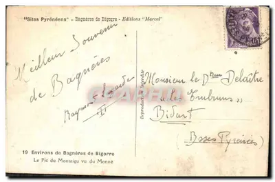 O Pic du Montaigu visto do Monné — Ao redor de Bagnères-de-Bigorre — Éditions 'Marcel' — Verso