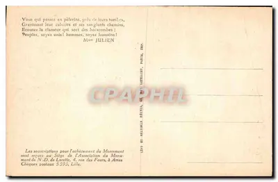 Chrystus z Carency — Najświętsza Maryja Panna z Lorettą — wydawca Lévy i Nuclebia Réunis, Paryż — Rewers