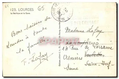 Lourdes — Bazylika i Gave — Éditions d'Art C. L. D., 65 — Rewers