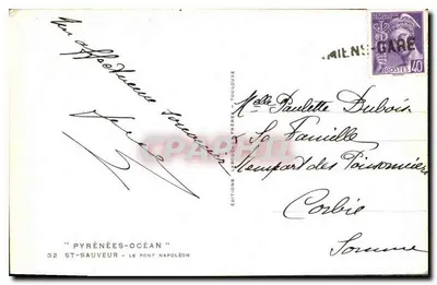 St-Sauveur - O Ponte Napoléon — Editor: Edições Labouret-Frères, Toulouse, n°32 — Verso
