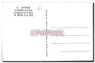 Lourdes — Bazylika i rzeka Gave — Wydawnictwo A. Doucet, Lourdes — Rewers