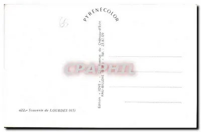 Lourdes — Pamiątka — wydawnictwo Jové, Pau-Billère — Rewers