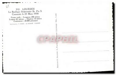 Lourdes — Podziemna Bazylika św. Piusa X — Wydawnictwo P. Doucet, Lourdes — Rewers