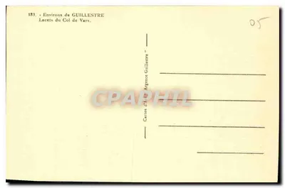 Lacets do Col de Vars — Environs de Guillestre — editor Argence Guillestre, n° 189 — Verso