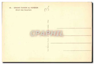 Grand Canon du Verdon — Etroit des Cavallers — Wydawnictwo Frank, Nice — Rewers