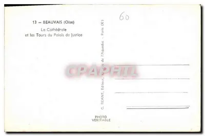 Beauvais (Oise) — Katedra i wieże Pałacu Sprawiedliwości — G. Reant, Wydawca — Rewers