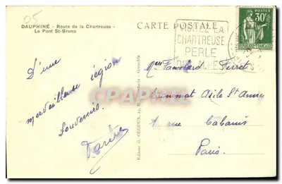 O Ponte Saint-Bruno — Dauphiné — Editor G. Oddeloux — Verso