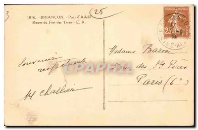 Puente d'Asfeld — Carretera del Fuerte de Tères — BRIANÇON — Reverso