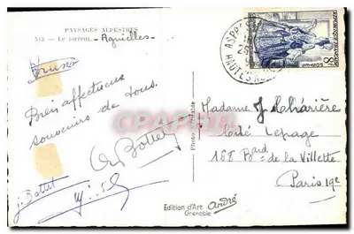Strumień - Agnielles — krajobrazy alpejskie, nr 513, Wydawnictwo Artystyczne André, Grenoble — Rewers