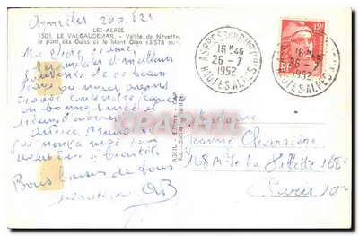 Puente de las Quêles — Valle de Nevetto — Editor ASIEL, n°1503 — Reverso