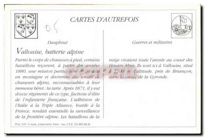 Bateria alpejska w Vallouise (Hautes-Alpes) — fotografie wojskowa — wydawca C.E.E. nr D2 485 08 02 — Rewers