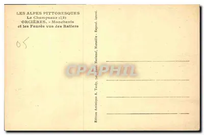 Les Faurères - Monchenis vus des Ratiers — Orchières (13) — Edição Artística A. Tardy — Verso