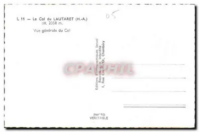 Przełęcz LAUTARET (H.-A.) — Ogólny widok przełęczy — Wydawnictwo Fotograficzne Jansol, Chambery — Rewers