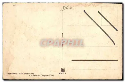 Beauvais - Het Cloister (XIV) en de Zaal van het Capittel (XVI) — tekening gemaakt naar Julien Leclay — Achterkant