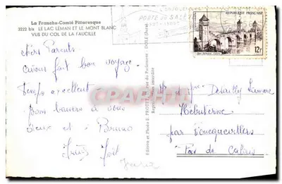 Lago Léman e o Monte Branco — vistos do col de la Faucille — Edição e Foto E. Protet, Dôle — Verso