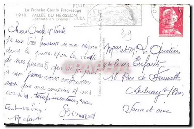 Cachoeira no Jura — A França-Comtade Pitoresca 1910 — Edição E. PROTE — Verso