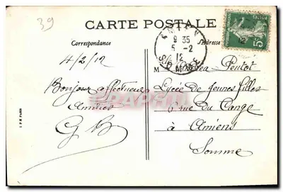 Baume-les-Messieurs (Jura) — La Grande Cascade des Tuifs, vue de profil — G. B. Lons-le-Saunier, n°146 — Verso