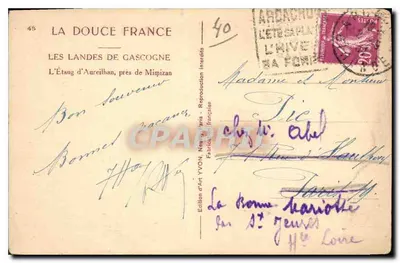 L'Étang d'Aureilhan, perto de Mimizan — Les Landes de Gascogne — Edição de Arte YVON — Verso