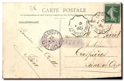 Vale do Venéon acima de LA BÉRARDE — Glaciar da Pilatte — Le Jocelme, 1585 m — Pico dos Aupillons, 1506 m — Creta dos Beaufs-Rouges à esquerda — Edição Galeries Modernes, Grenoble — Verso