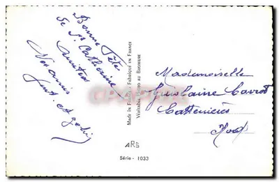 Sainte-Catherine — casal diante de um carro — editor ARS, série 1033 — Verso