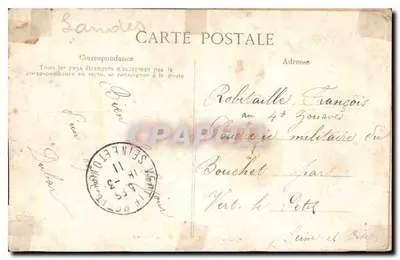 Bilhete postal antigo Landes Rives de l'Adour — Verso