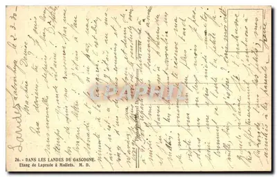 Jezioro Laprade w Mollet — Landes de Gascogne — Wydawca M. D. nr 26 — Rewers