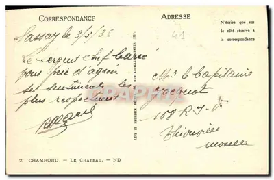Chambord — O Castelo — ND — Lévy e Neudrèin, Imp. Paris — Verso