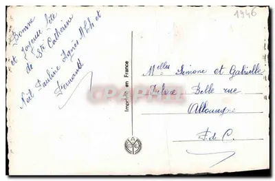 Uśmiechnięta młoda kobieta trzymająca koszyk z różami — wydawca Notjer, nr 3670 — Rewers