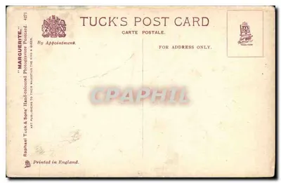 Jovem mulher com cabelos cacheados — segurando um buquê de margaridas — Tuck's Post Card n°4271 — Verso