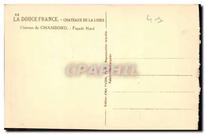 Chambord — Noordzijde — Artistieke uitgave YVON, Parijs — Achterkant