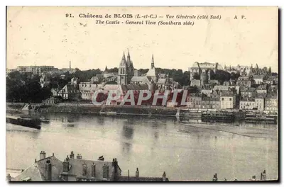 Bilhete postal antigo Castelo de Blois vista geral lado sul
