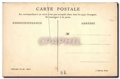 Jura — Perte de l'Ain em Sirod — Agenda P.L.M. 1927 — Verso