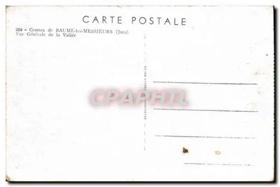 Grotten van Baume-les-Messieurs — Algemene Uitzicht van de Vallei — Héliogravure Jambier Mâcon n°204 — Achterkant