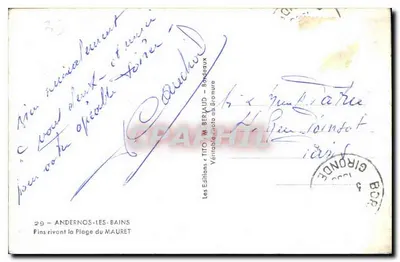 Pinos que delimitan la Playa del Mauret — Andernos-les-Bains — Ediciones Tito, Burdeos — Reverso