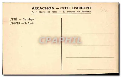 Arcachon — Cypres, morze, słońce — « Leo Neveu » — Rewers