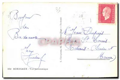 Bordeaux — Vista panorámica — Editor Elcie, n° 109 — Reverso