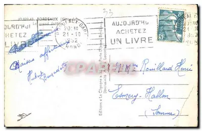 Place de la Bourse w Bordeaux — widok z wielkiego teatru — wydawca A. Cigogne, nr 33 — Rewers