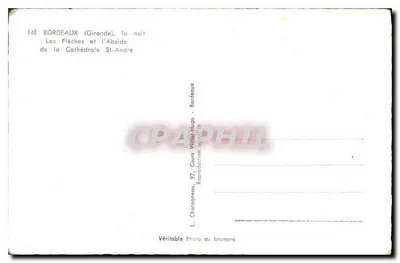 Bordeaux (Gironde), w nocy — Strzałki i Absydę Katedry św. Andrzej — L. Chataneau, 92, Kwadrat Victor-Hugo, Bordeaux — Rewers
